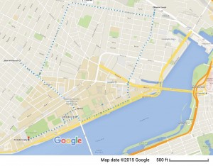 A map of the five mile route I took that day. 